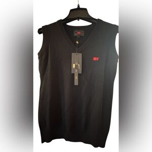 Black Sleeveless Sweater with Red Logo
